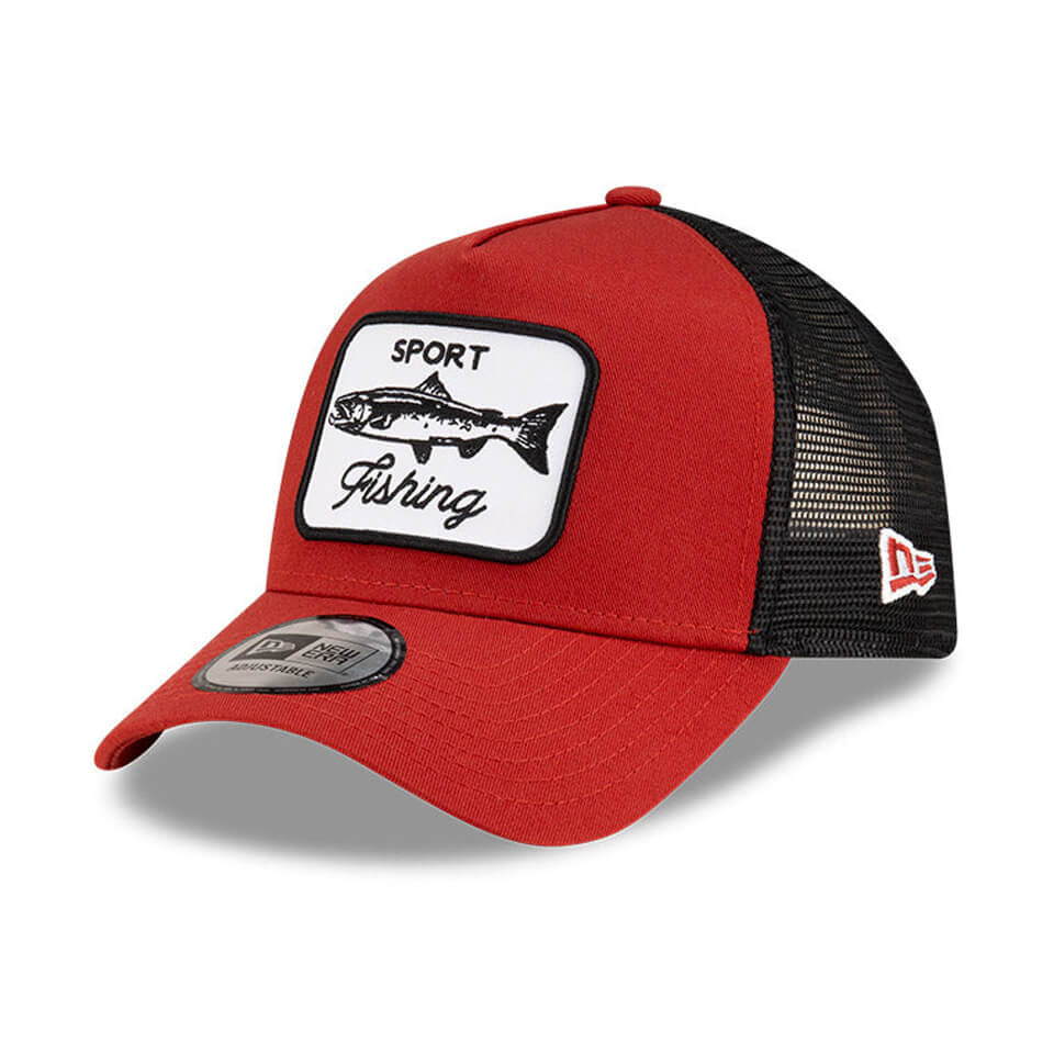 New Era A-Frame Fishing Patch Red Trucker Cap